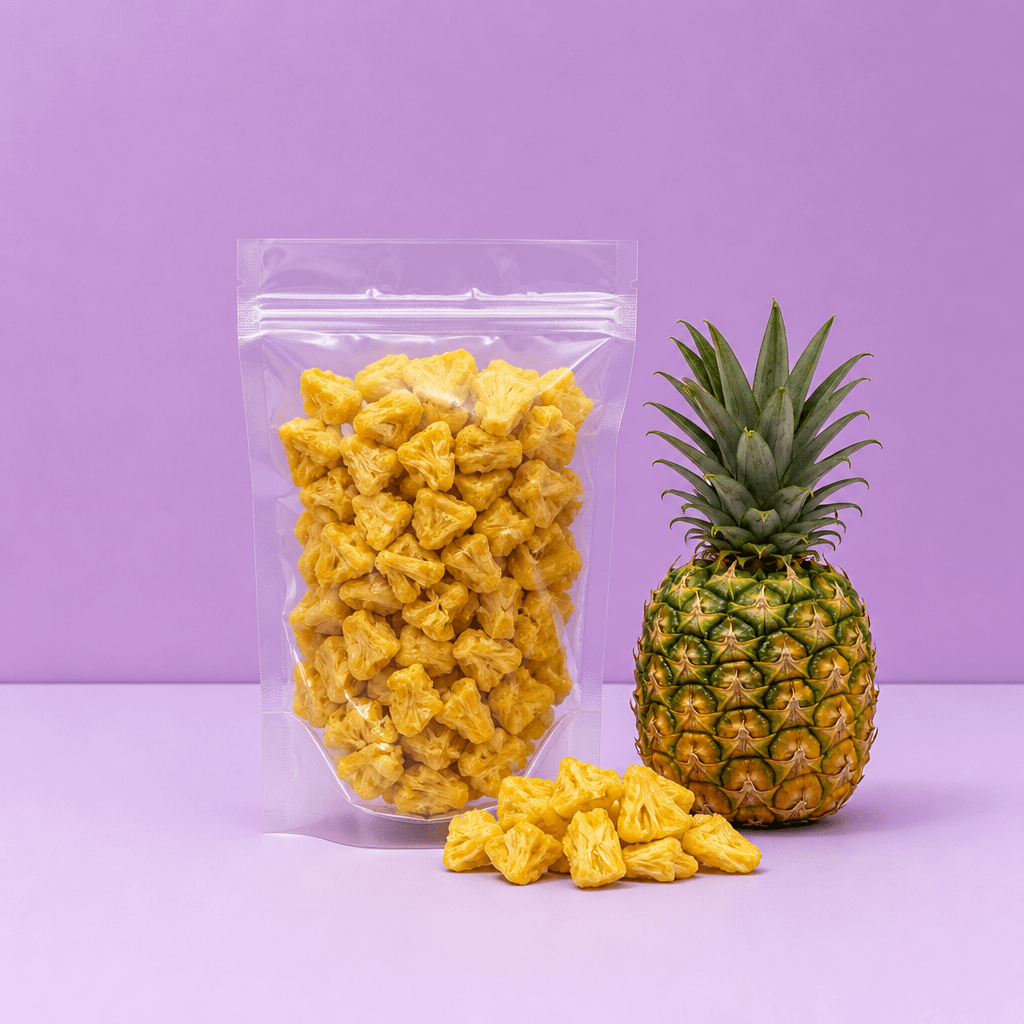 Ananas natural, punga transparentă cu fructe uscate